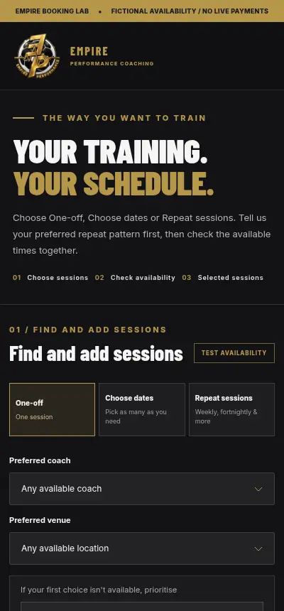 Empire — Booking System — Mobile scheduling