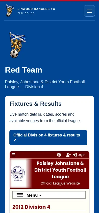 Linwood Rangers YC 2012 — Red Team / mobile